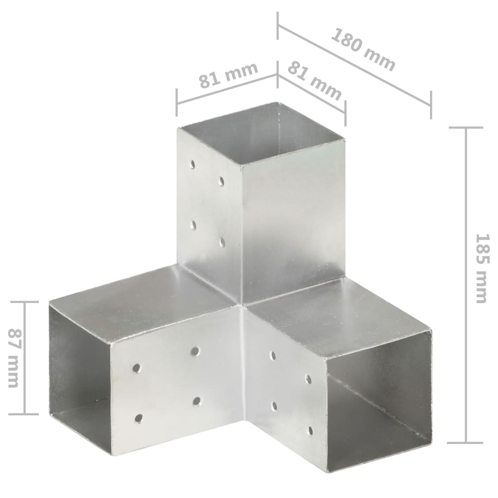 vidaXL Base para poste em forma de Y 81x81 mm metal galvanizado