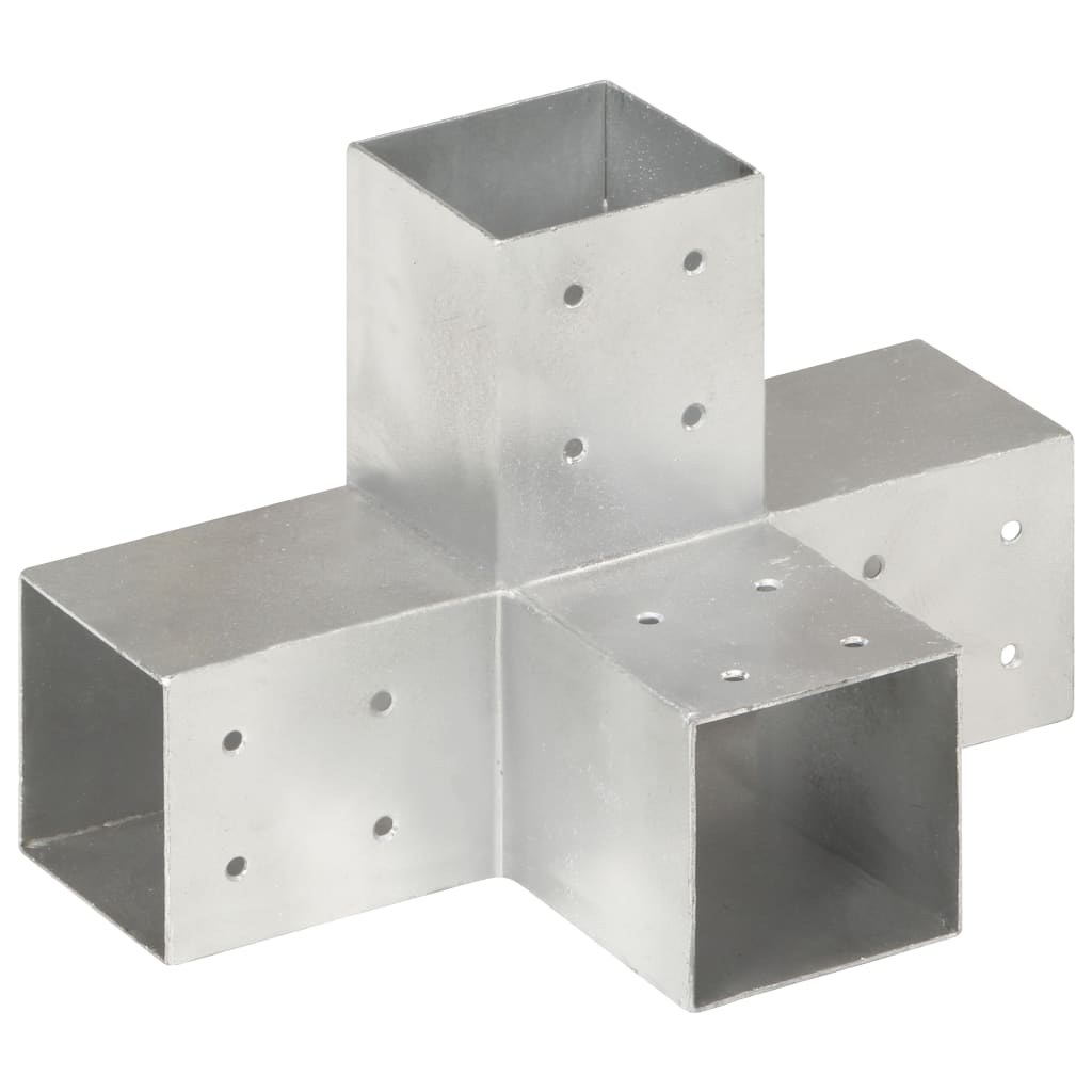 vidaXL Base para poste em forma de X 81x81 mm metal galvanizado