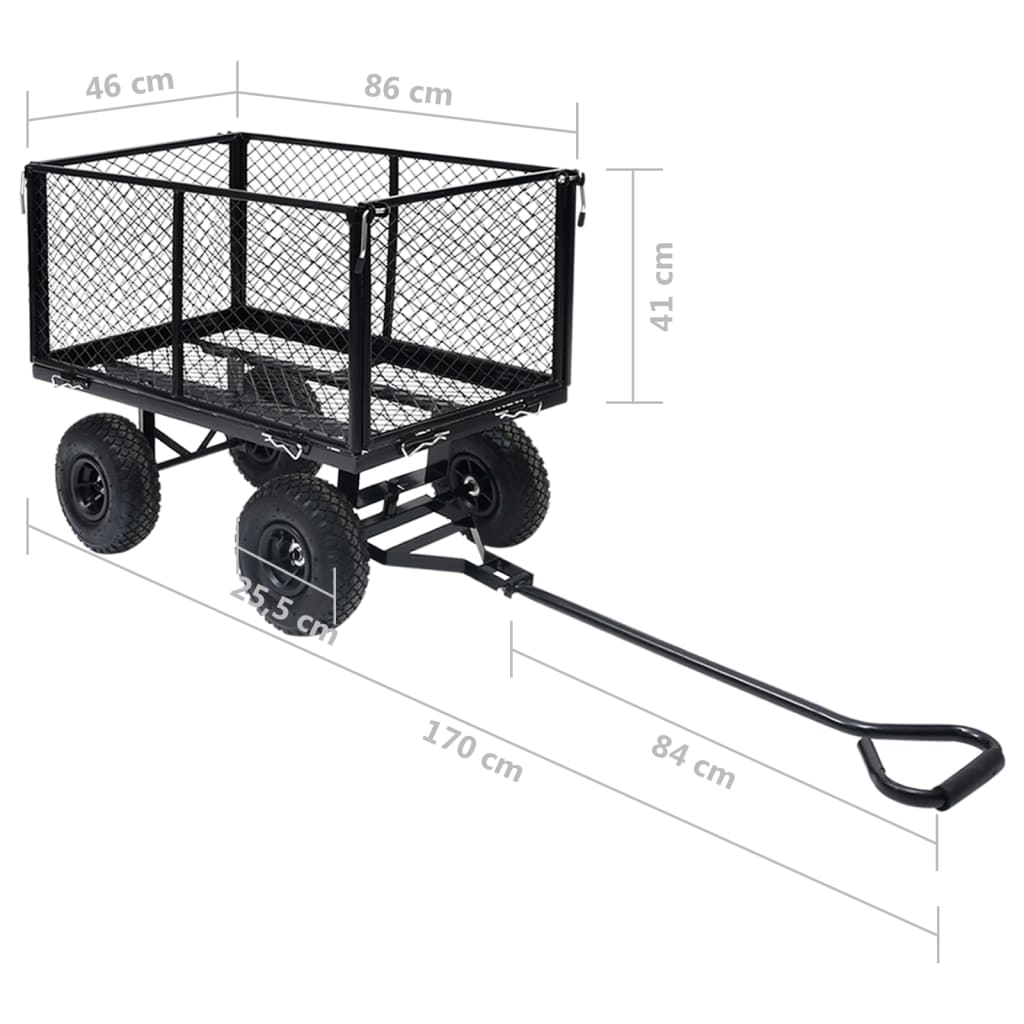 vidaXL Carrinho de mão para jardim 350 kg preto