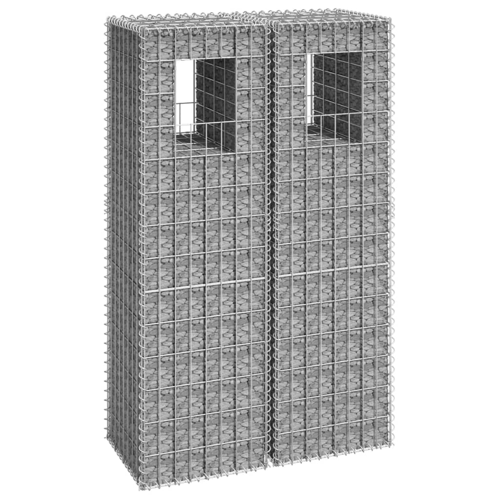 vidaXL Postes/cestos gabião 2 pcs 40x40x140 cm ferro