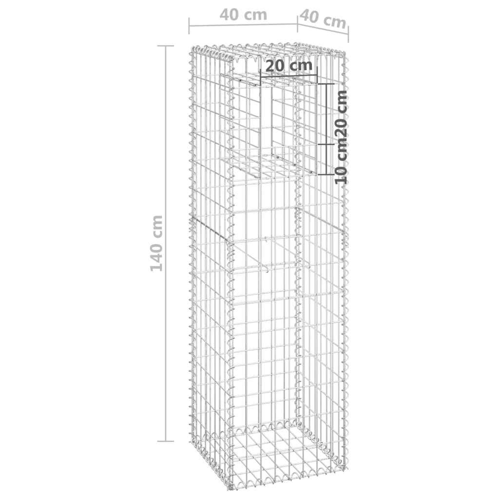 vidaXL Postes/cestos gabião 2 pcs 40x40x140 cm ferro