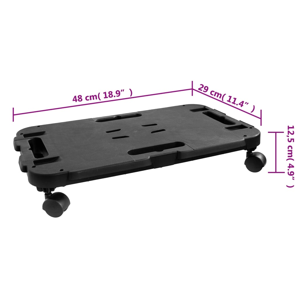 vidaXL Carrinhos de transporte 2 pcs 200 kg polipropileno preto