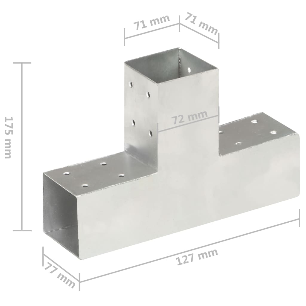 vidaXL Base para poste em forma de T 71x71 mm metal galvanizado