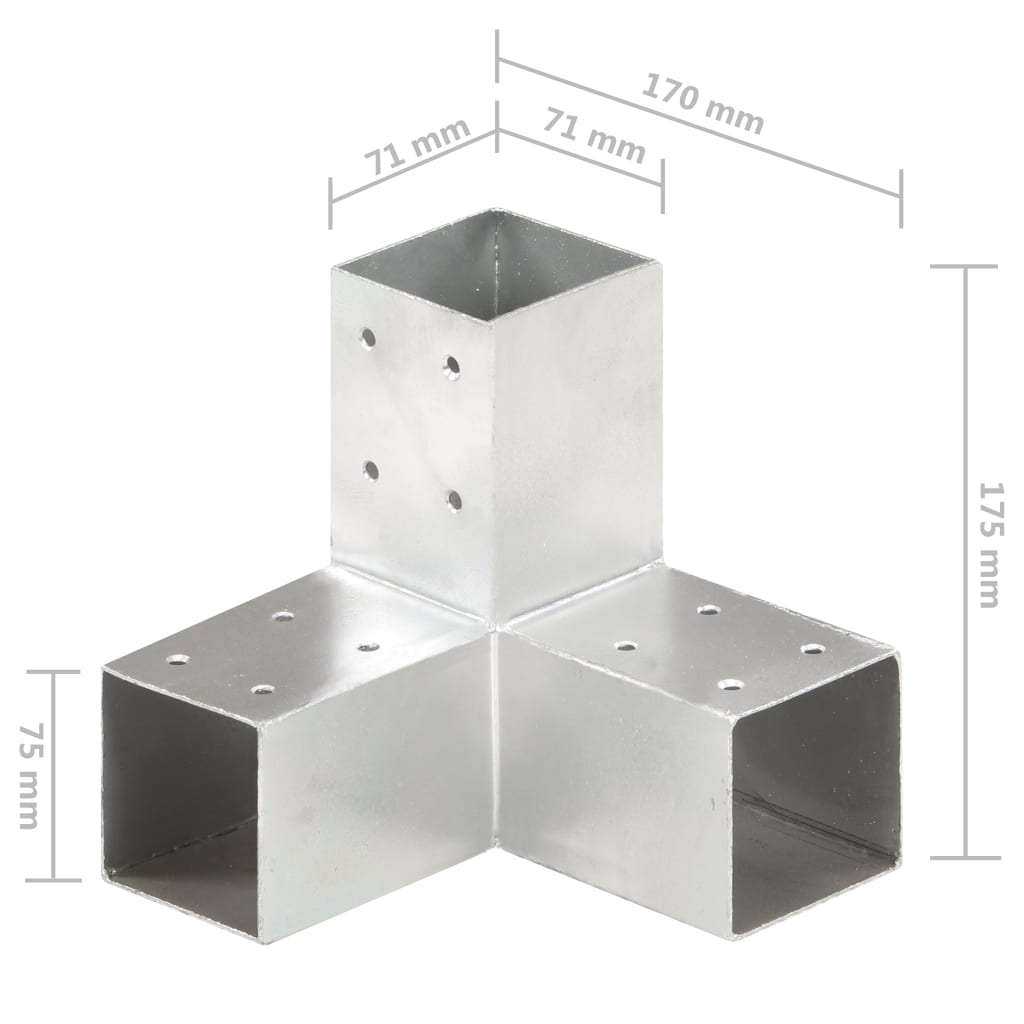 vidaXL Bases para poste em forma de Y 4 pcs 71x71 mm metal galvanizado