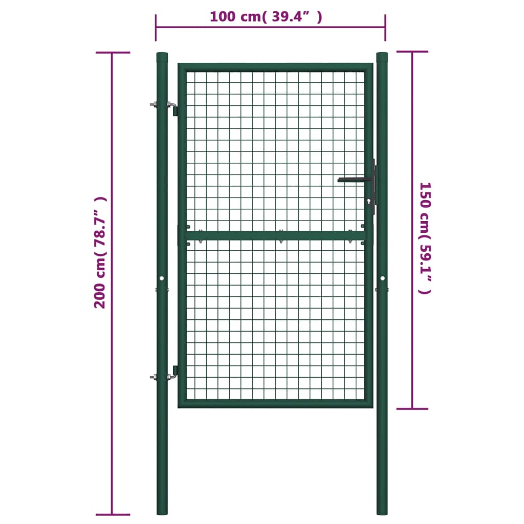 vidaXL Portão de cerca 100x150 cm aço verde