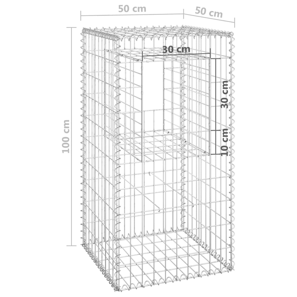 vidaXL Postes/cestos gabião 2 pcs 50x50x100 cm ferro