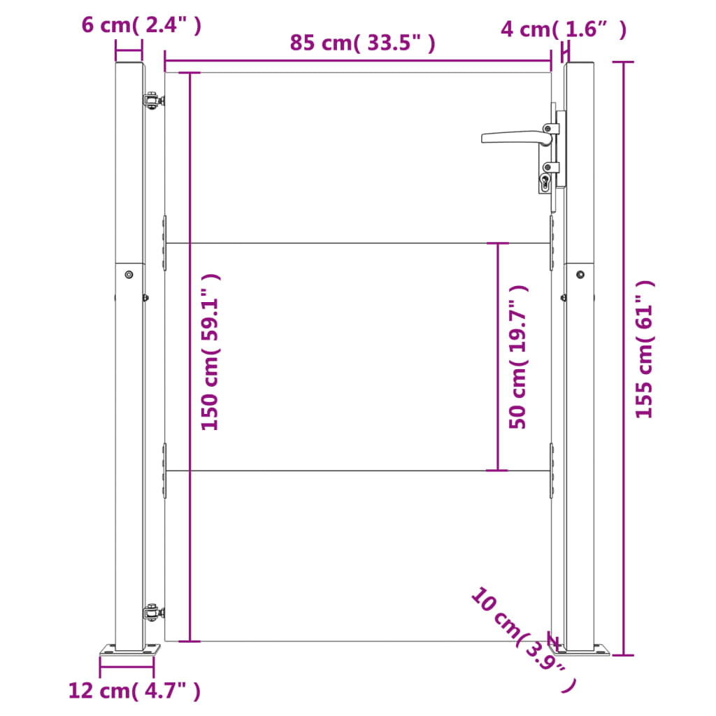 vidaXL Portão de jardim 105x155 cm aço corten