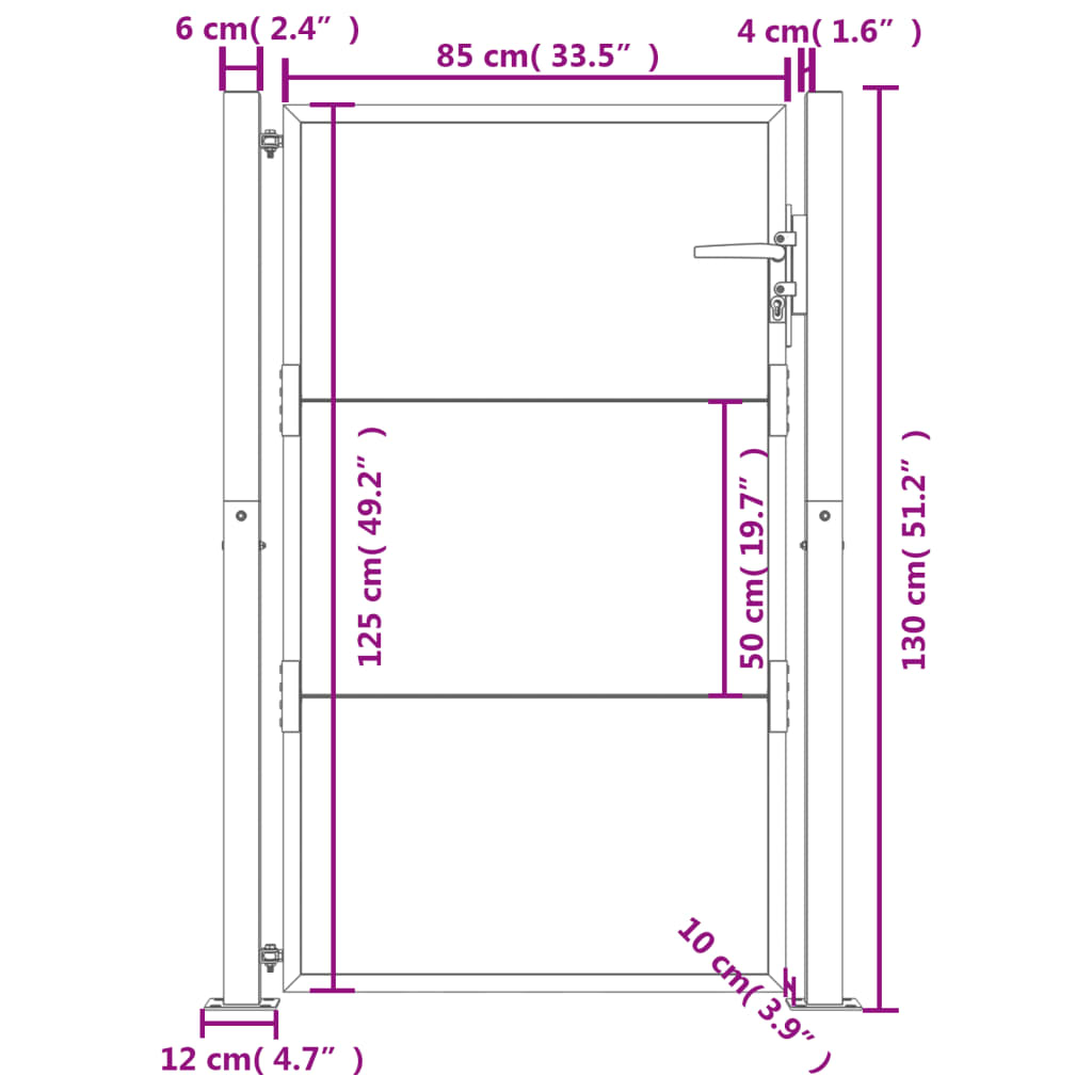 vidaXL Portão de jardim 105x130 cm aço corten