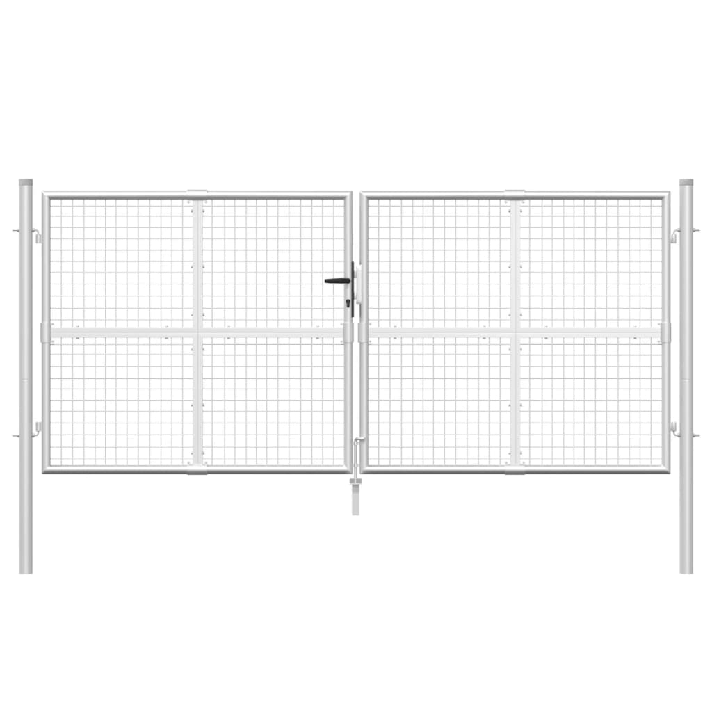 vidaXL Portão de rede para jardim 300x175 cm aço galvanizado prateado