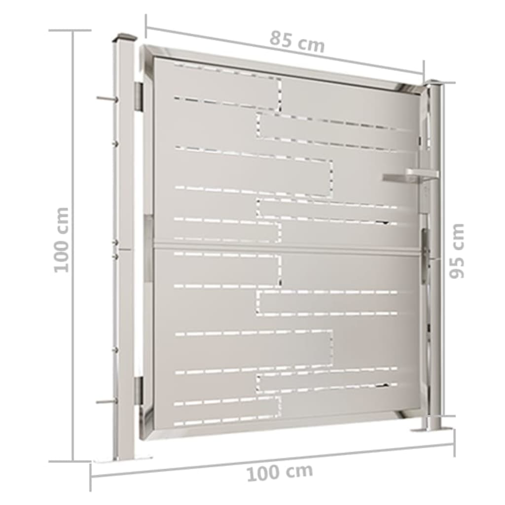 vidaXL Portão de jardim 100x100 cm aço inoxidável