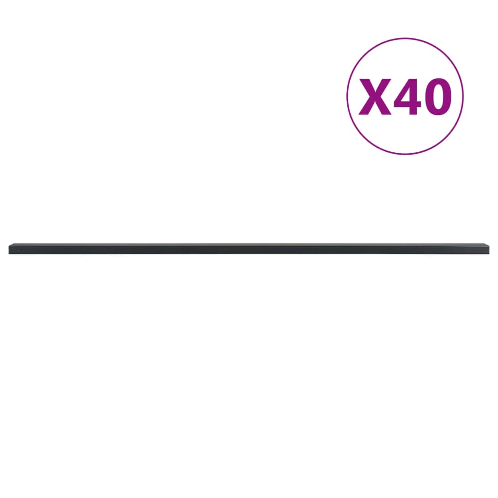 vidaXL Postes de vedação para jardim 40 pcs 220 cm aço cinzento