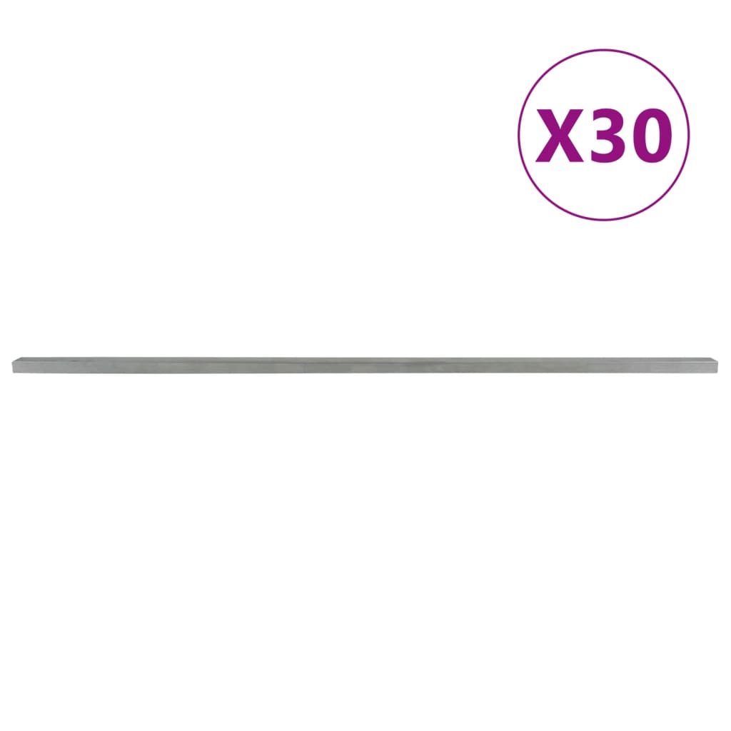 vidaXL Postes de vedação para jardim 30 pcs 220 cm aço prateado