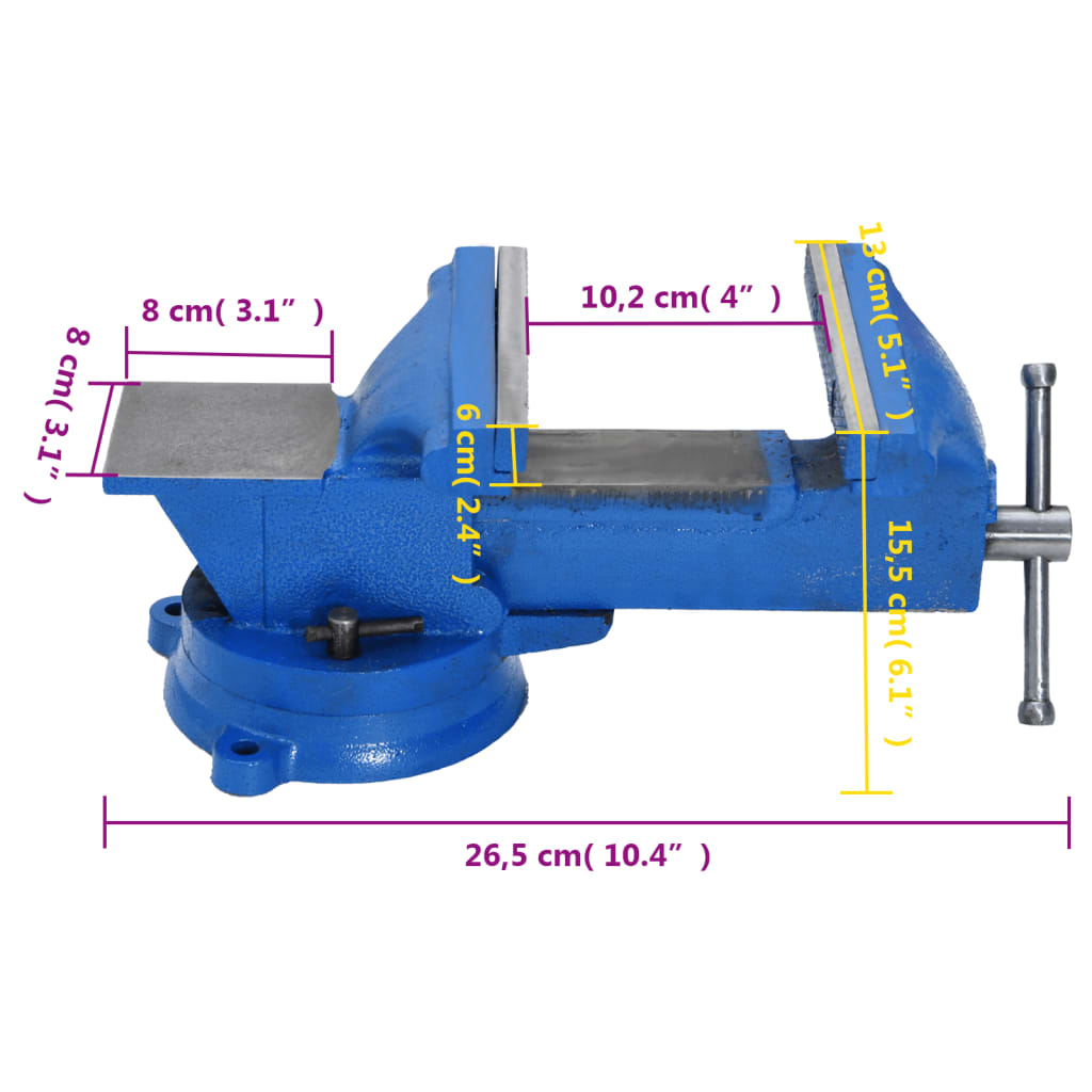 vidaXL Torno para bancada 125 mm ferro fundido azul