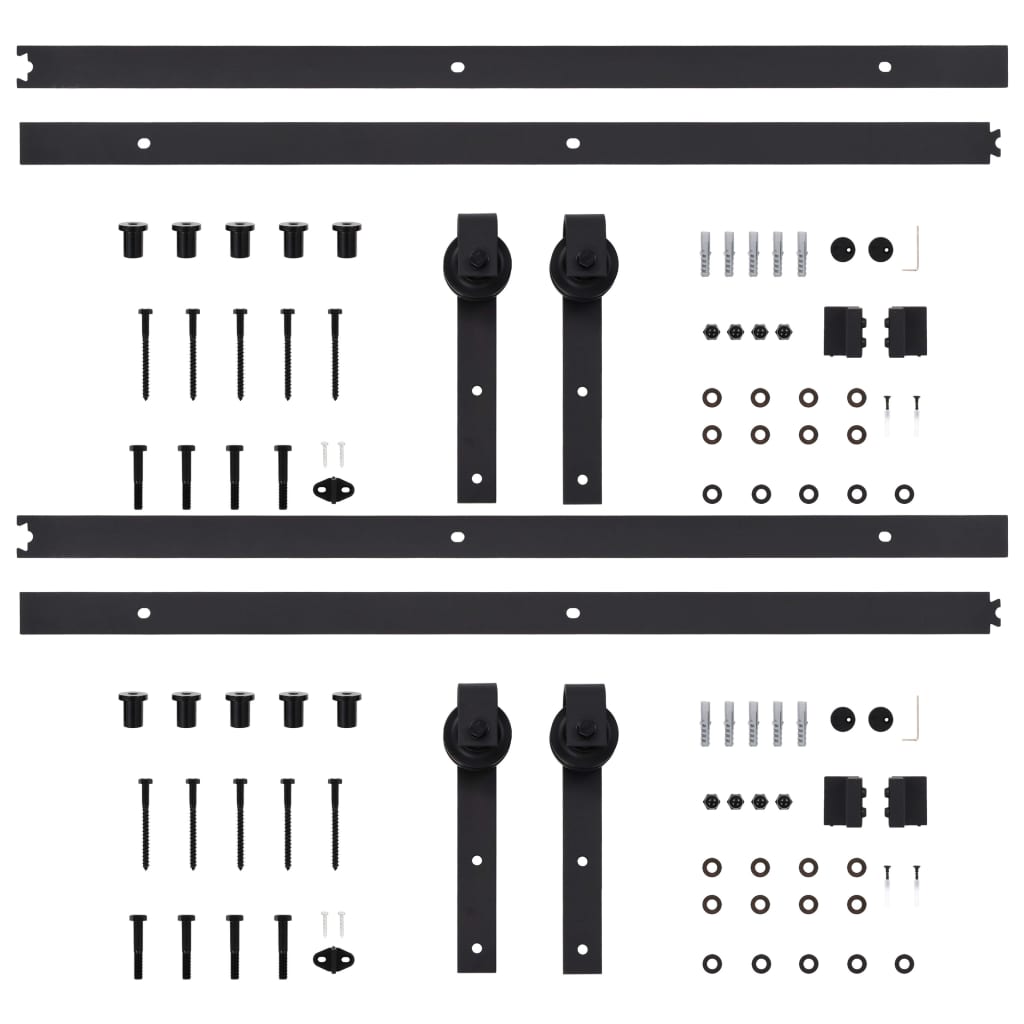 vidaXL Kits de ferragens para porta deslizante 2 pcs 200 cm aço preto