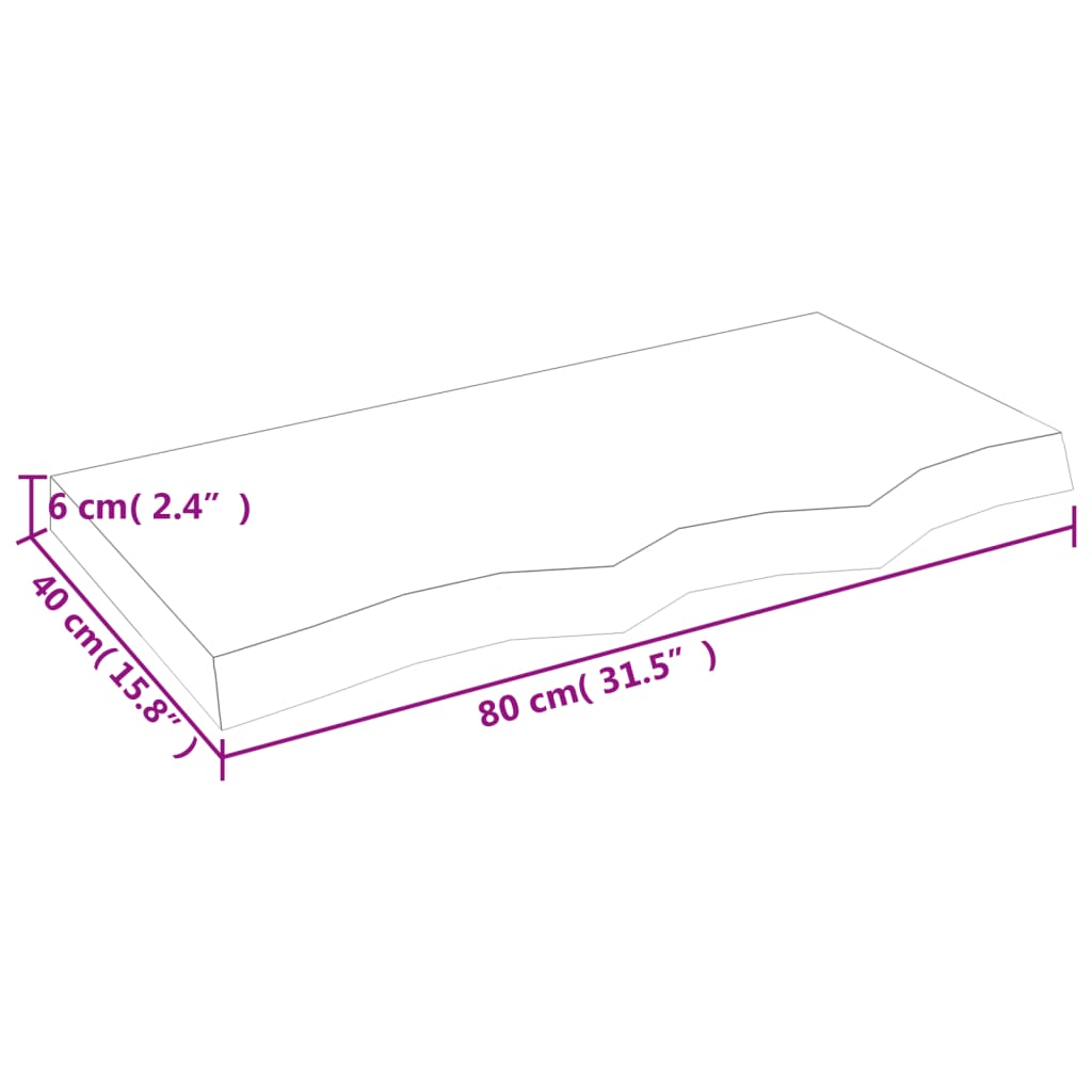 vidaXL Bancada p/ WC 80x40x(2-6) cm madeira maciça tratada castanho