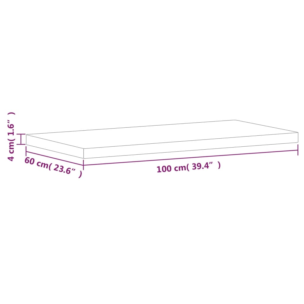 vidaXL Bancada para casa de banho 100x60x4 cm madeira de faia maciça