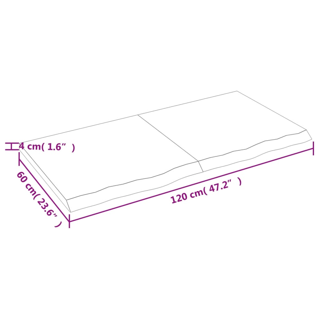 vidaXL Bancada p/ WC 120x60x(2-4) cm madeira maciça tratada castanho