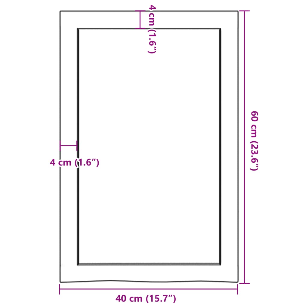 vidaXL Bancada p/ WC 40x60x(2-4) cm madeira maciça tratada castanho