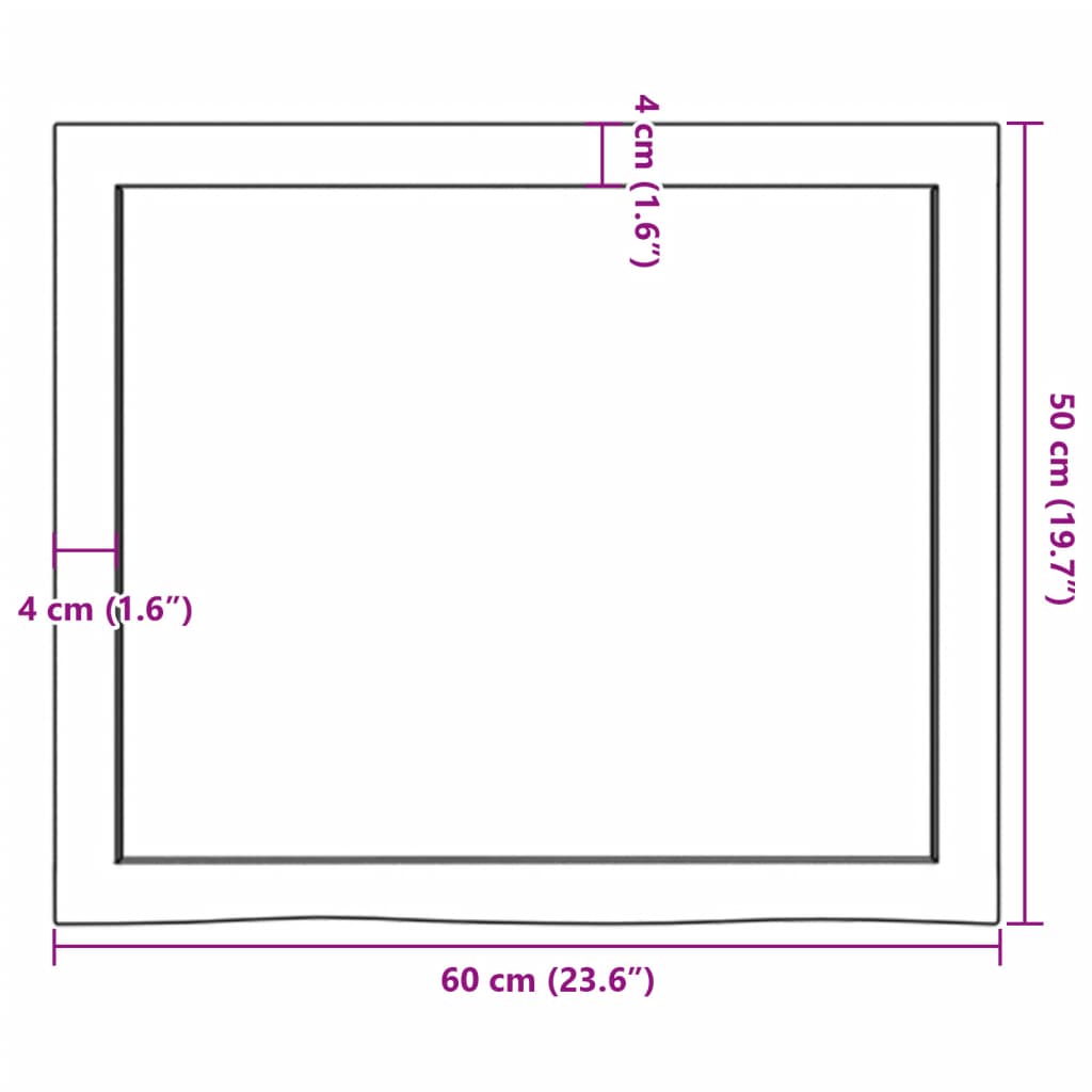 vidaXL Bancada p/ WC 60x50x(2-4) cm madeira maciça tratada castanho