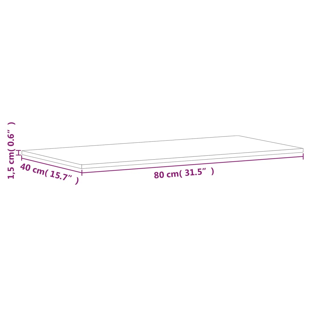 vidaXL Bancada para casa de banho 80x40x1,5 cm madeira de faia maciça