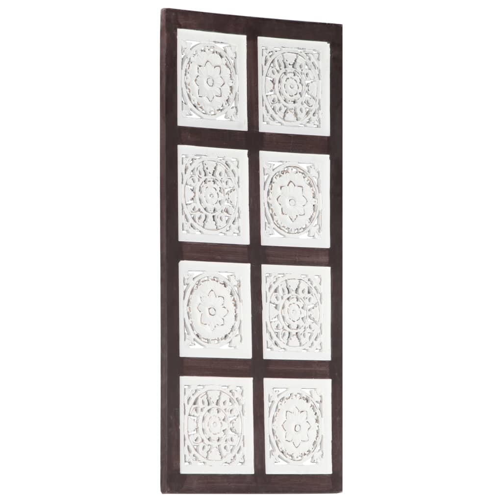 vidaXL Painel parede esculpido à mão MDF 40x80x1,5 cm castanho/branco