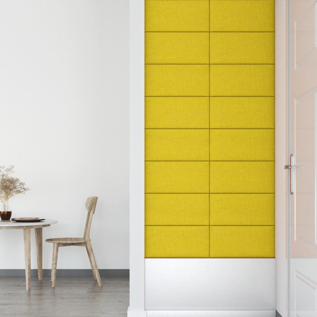 vidaXL Painel de parede 12 pcs 60x30 cm tecido 2,16 m² amarelo-claro