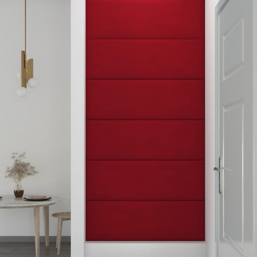 vidaXL Painel de parede 12 pcs 90x30 cm veludo 3,24 m² vermelho tinto