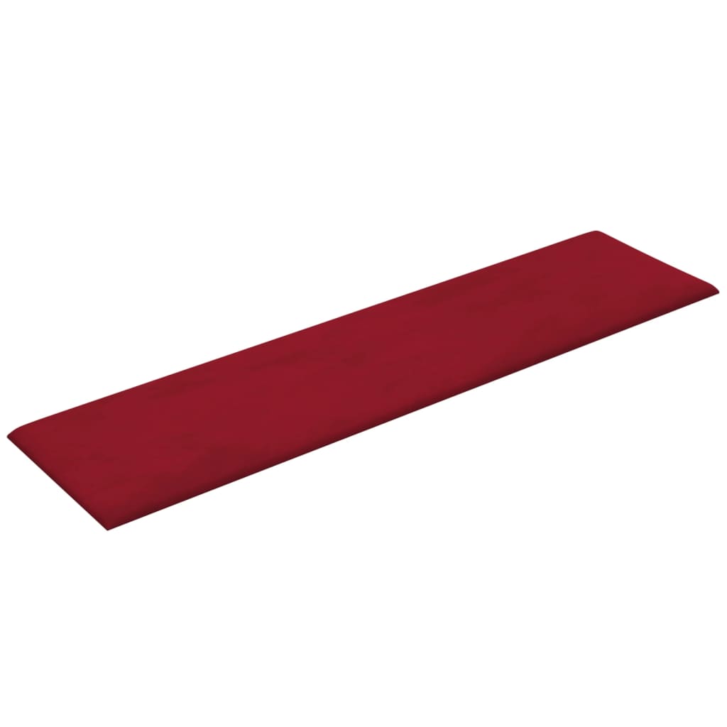 vidaXL Painel parede 12 pcs 60x15 cm veludo 1,08 m² vermelho tinto