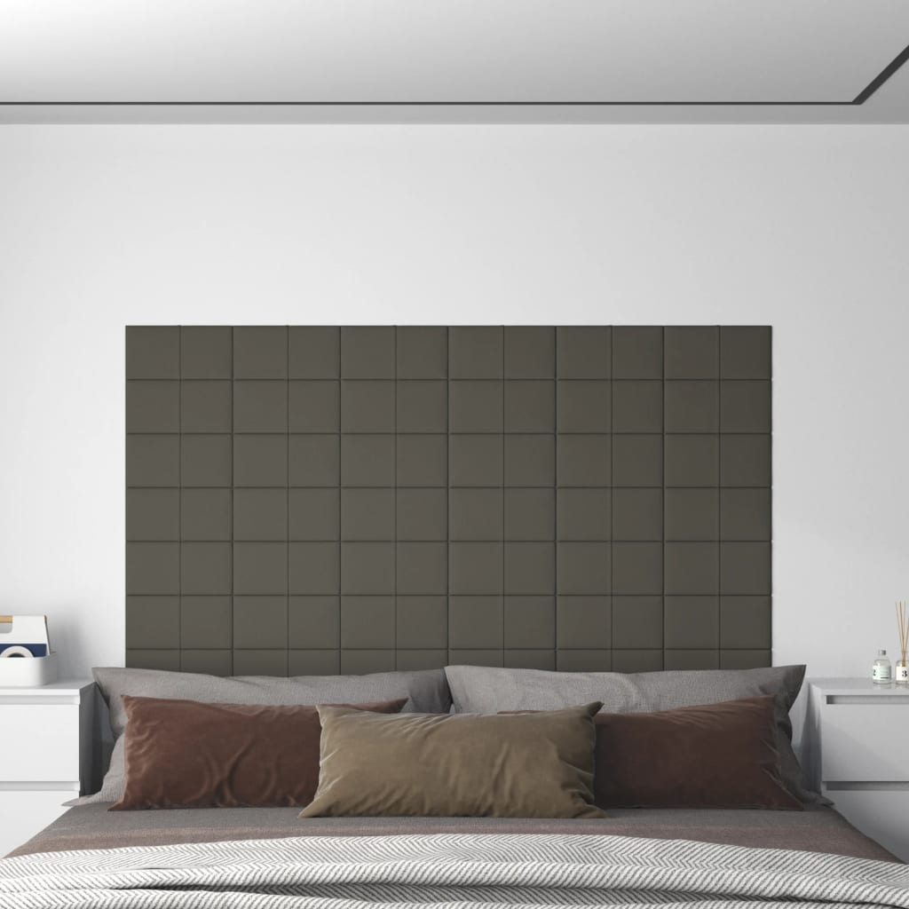 vidaXL Painel de parede 12 pcs 30x15 cm veludo 0,54 m² cinza-escuro