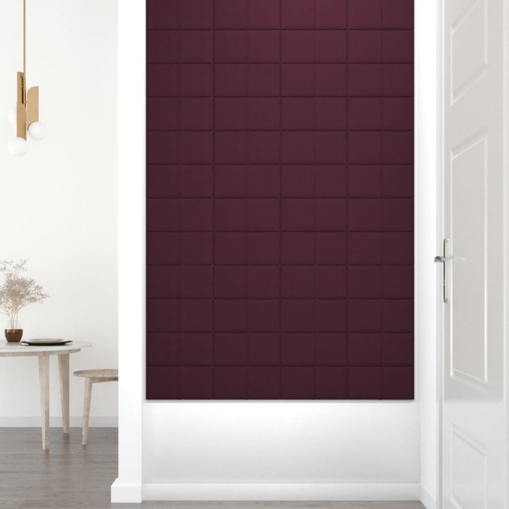 vidaXL Painel de parede 12 pcs 30x15 cm tecido 0,54 m² roxo