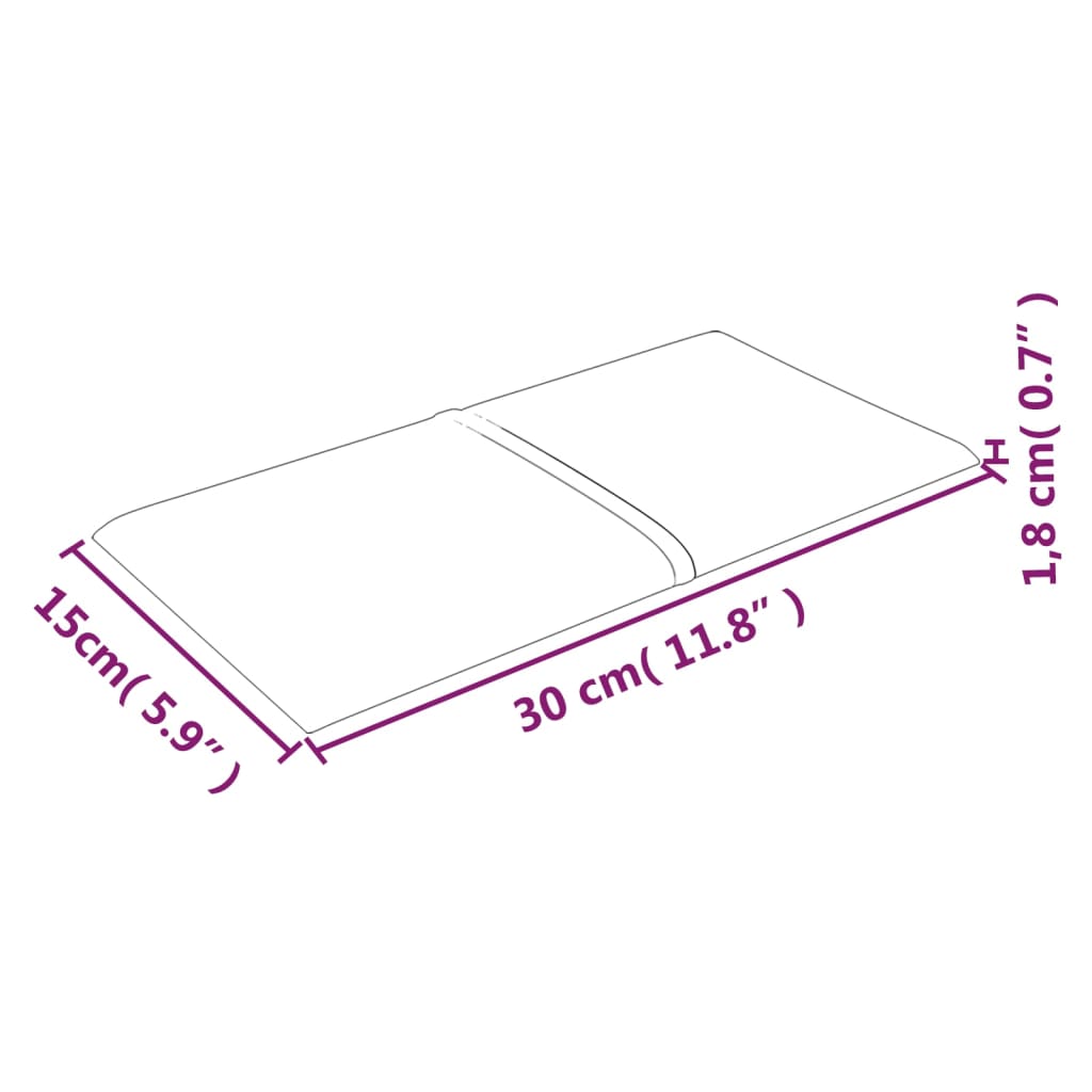 vidaXL Painel de parede 12 pcs 30x15 cm tecido 0,54 m² roxo