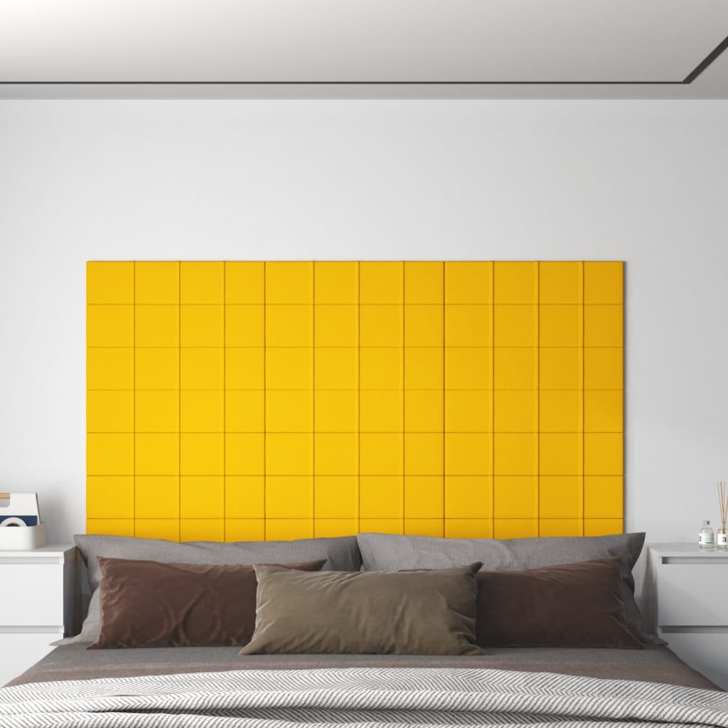 vidaXL Painel de parede 12 pcs 60x15 cm veludo 1,08 m² amarelo