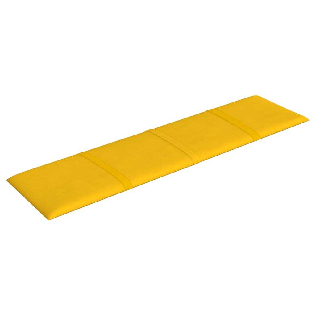 vidaXL Painel de parede 12 pcs 60x15 cm veludo 1,08 m² amarelo