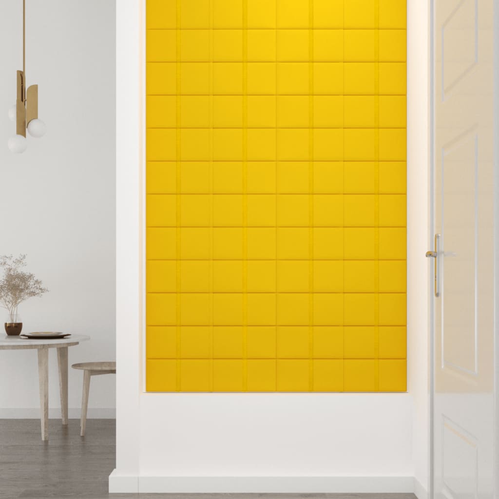 vidaXL Painel de parede 12 pcs 60x15 cm veludo 1,08 m² amarelo