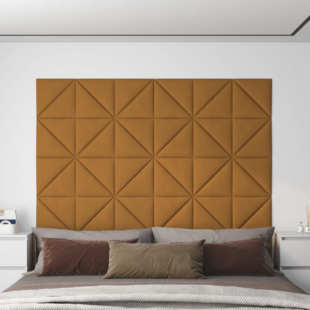 vidaXL Painel de parede 12 pcs 30x30 cm veludo 0,54 m² castanho