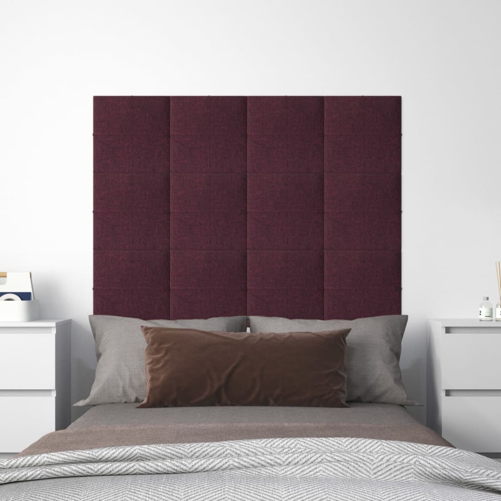 vidaXL Painel de parede 12 pcs 30x30 cm tecido 1,08 m² roxo