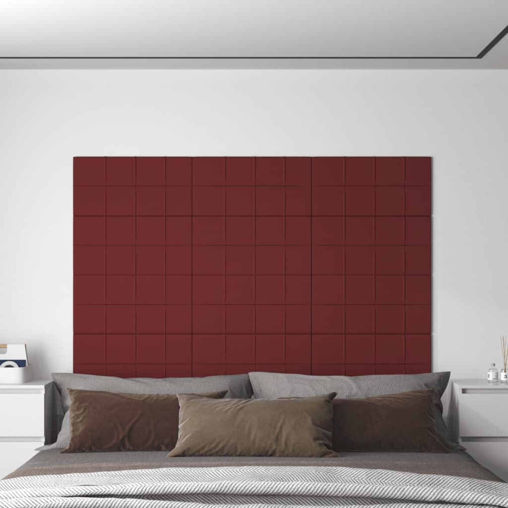 vidaXL Painel parede 12 pcs 60x30 cm tecido 2,16 m² cor vermelho tinto