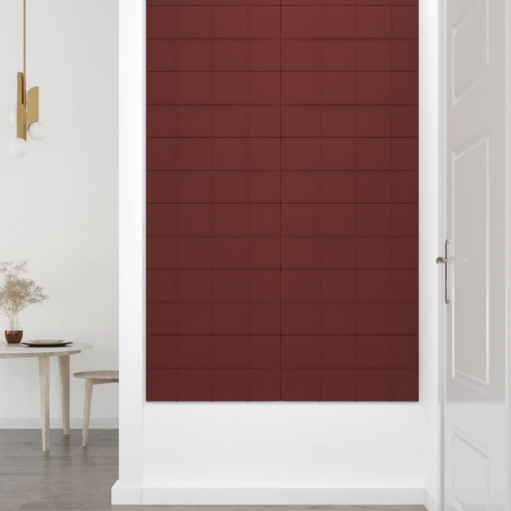 vidaXL Painel parede 12 pcs 60x30 cm tecido 2,16 m² cor vermelho tinto