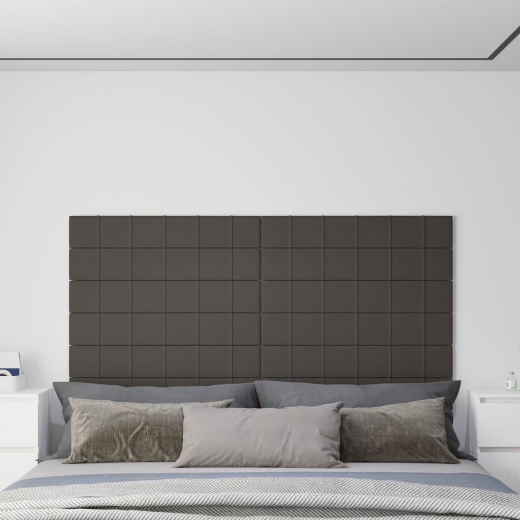 vidaXL Painel de parede 12 pcs 90x15 cm veludo 1,62m² cor cinza-escuro