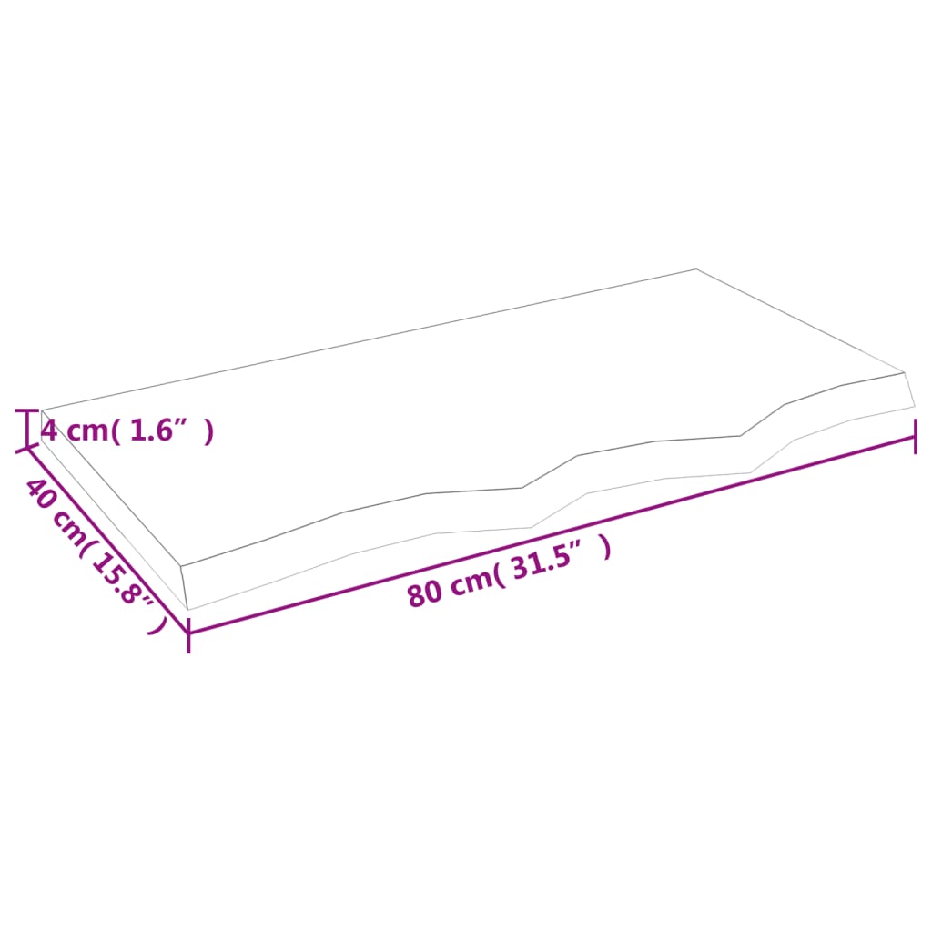 vidaXL Bancada p/ WC 80x40x(2-4)cm madeira tratada maciça castanho