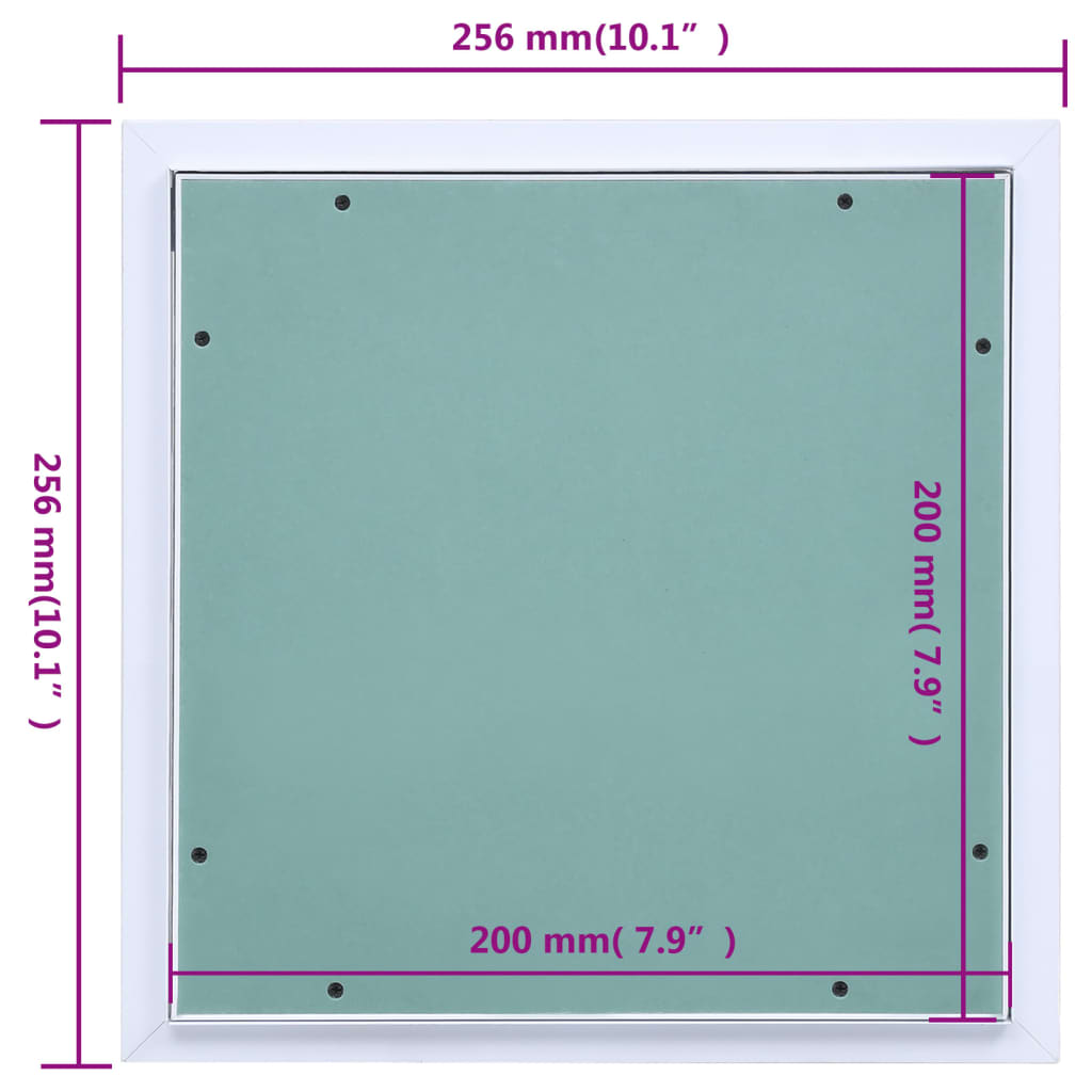 vidaXL Painel acesso moldura de alumínio e gesso cartonado 200x200 mm