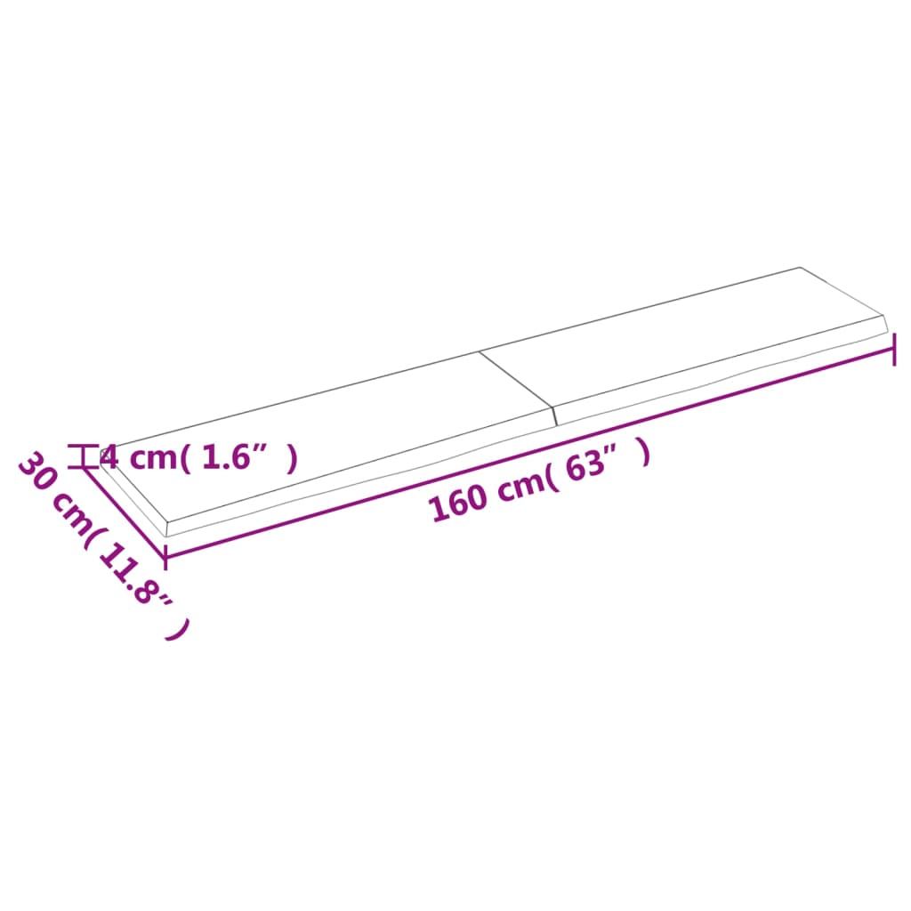 vidaXL Bancada p/ WC 160x30x(2-4)cm madeira tratada maciça castanho