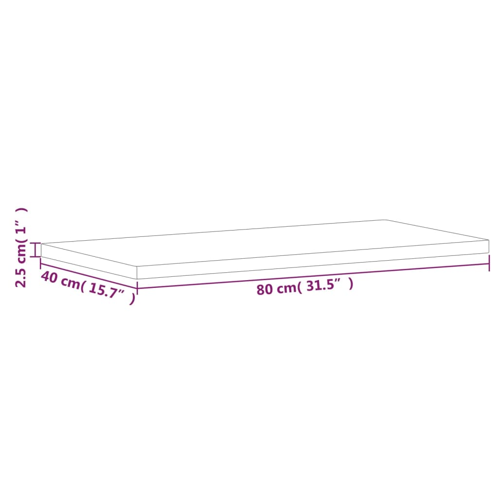 vidaXL Bancada para casa de banho 80x40x2,5 cm madeira de faia maciça