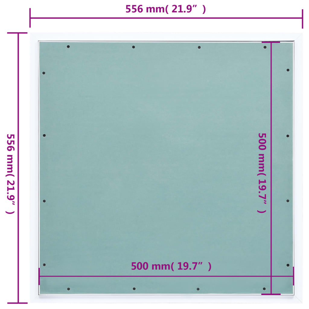 vidaXL Painel acesso moldura de alumínio e gesso cartonado 500x500 mm