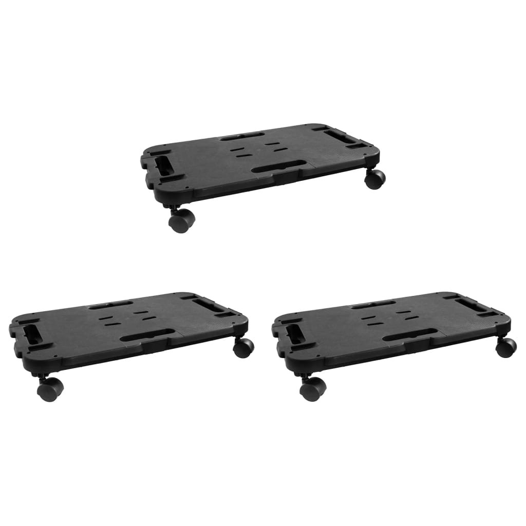 vidaXL Carrinhos de transporte 3 pcs 200 kg polipropileno preto