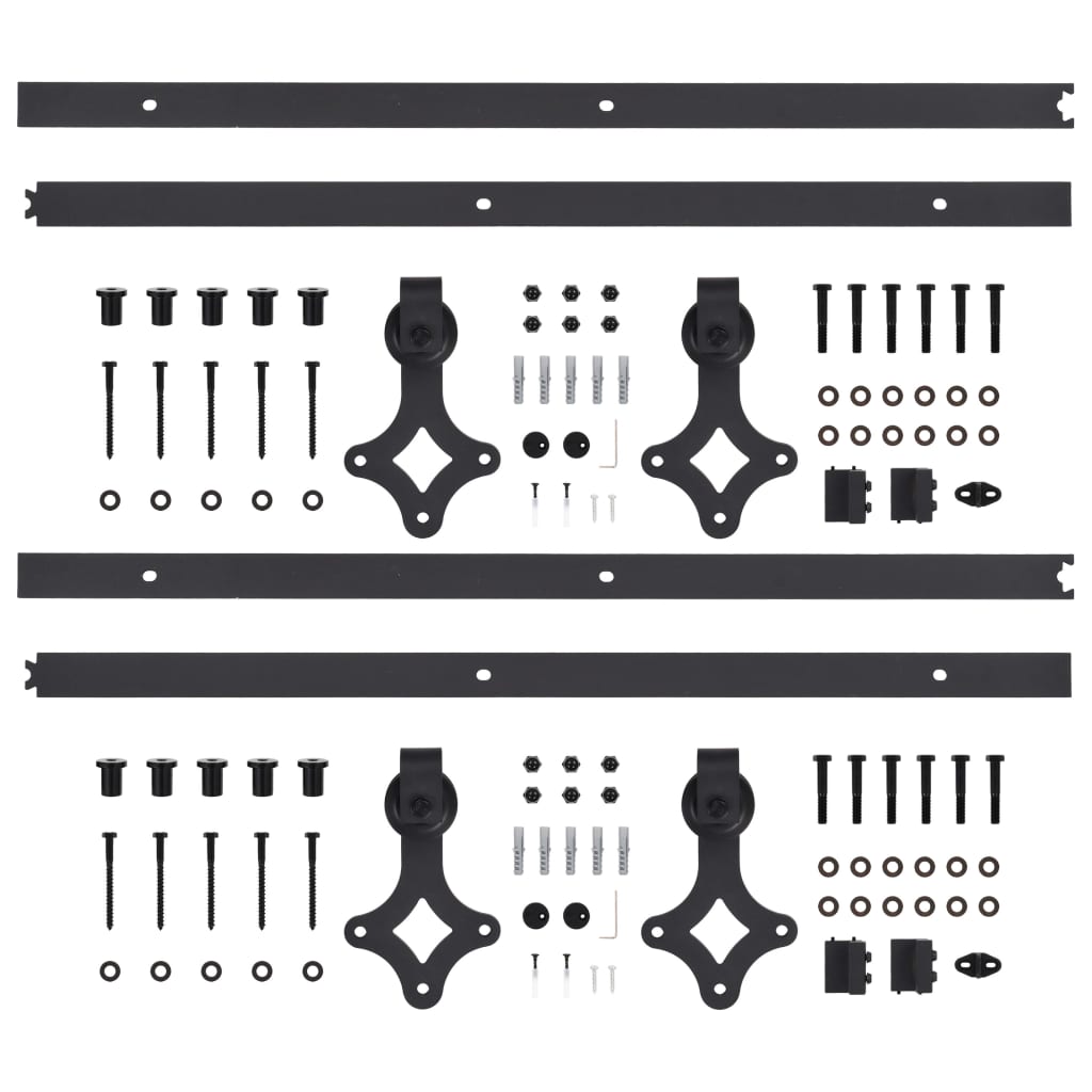 vidaXL Kits de ferragens para porta deslizante 2 pcs 183 cm aço preto