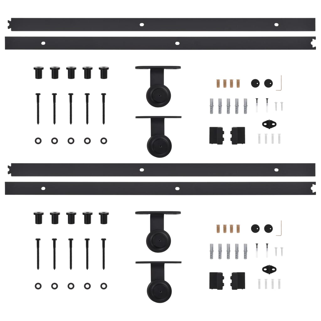 vidaXL Kits de ferragens para porta deslizante 2 pcs 183 cm aço preto