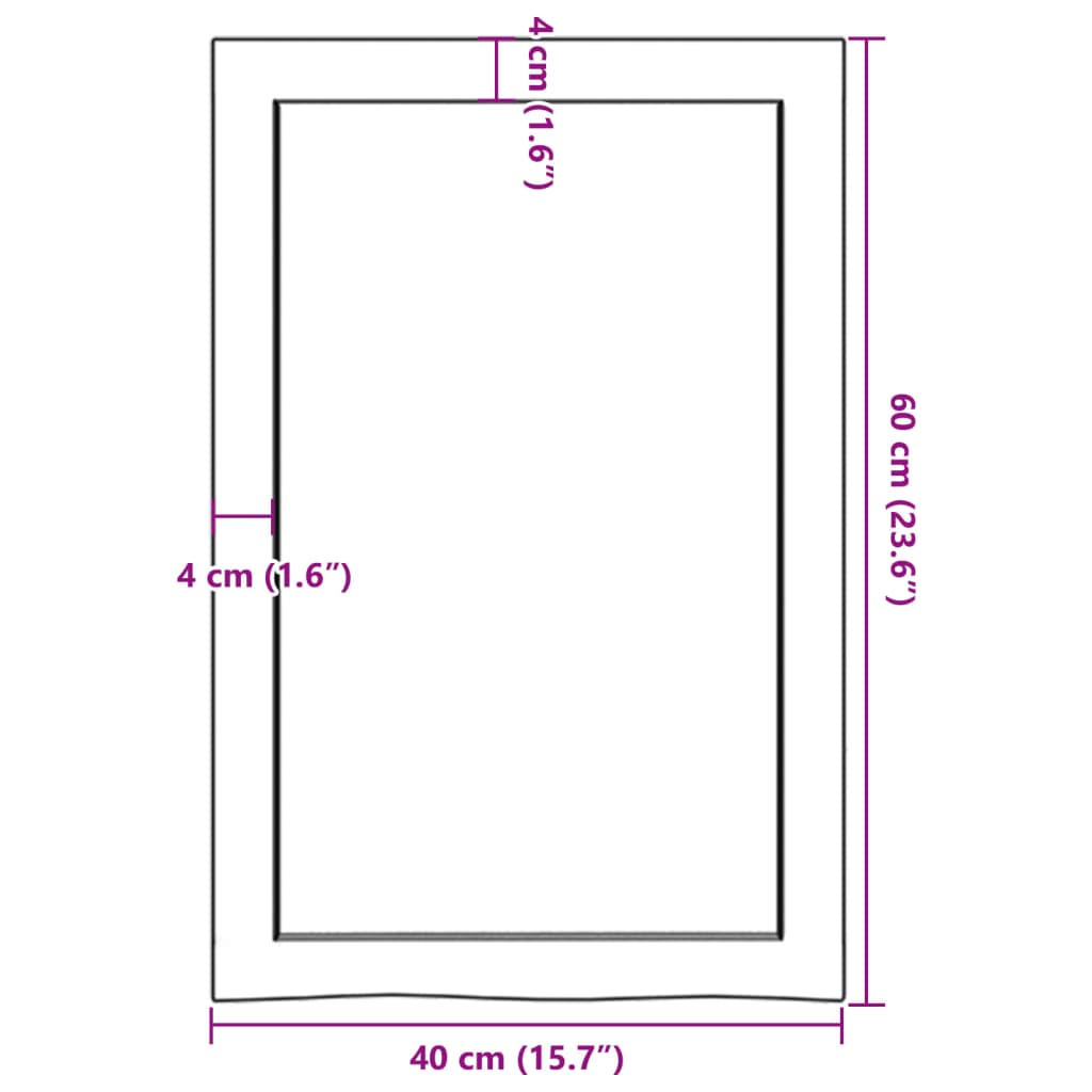 vidaXL Bancada p/ WC 40x60x(2-6)cm madeira tratada maciça castanho