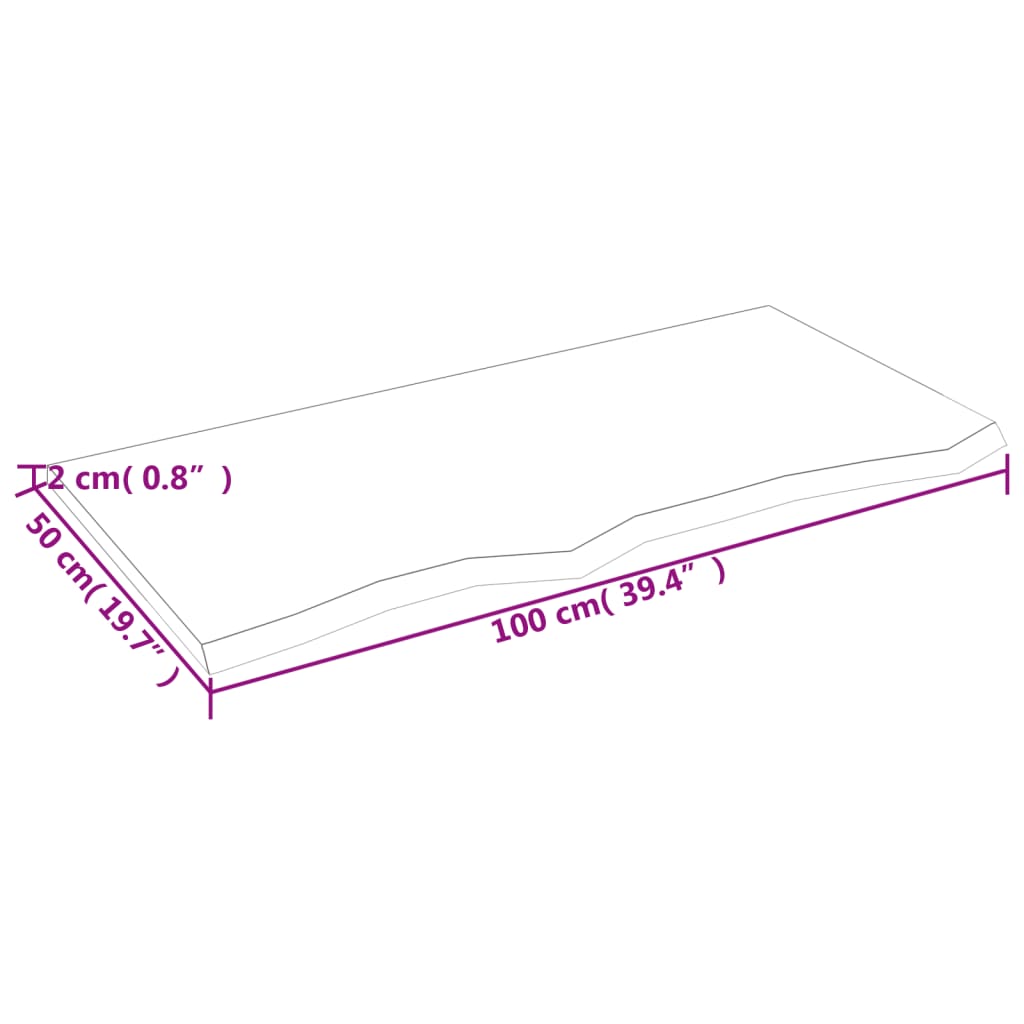 vidaXL Bancada p/ WC 100x50x2 cm madeira tratada castanho-escuro