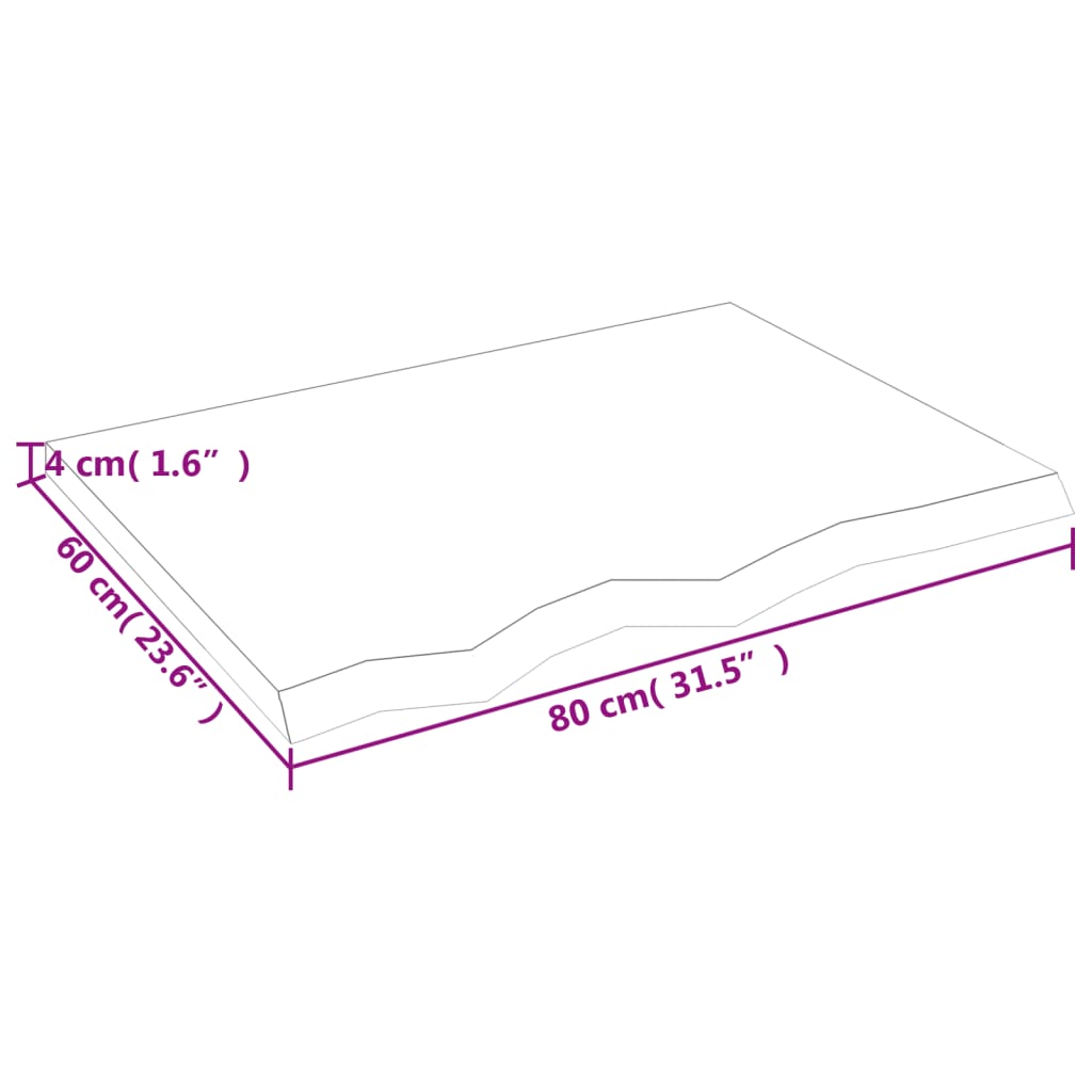 vidaXL Bancada p/ WC 80x60x(2-4) cm madeira maciça tratada castanho